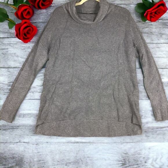 Devotion by Cyrus Womens L Charcoal Hi-Low Cowl Neck Chunky Knit Sweater - Picture 6 of 13